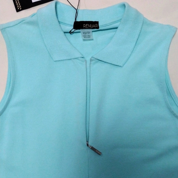 Renuar Womens Sleeveless Collared Shirt R7676 Turquoise - Picture 3 of 9